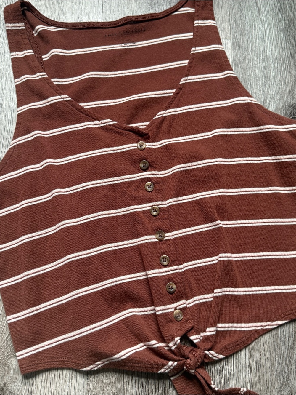 American Eagle Outfitters Women’s Medium Striped V-Neck Button Tank Top 0107